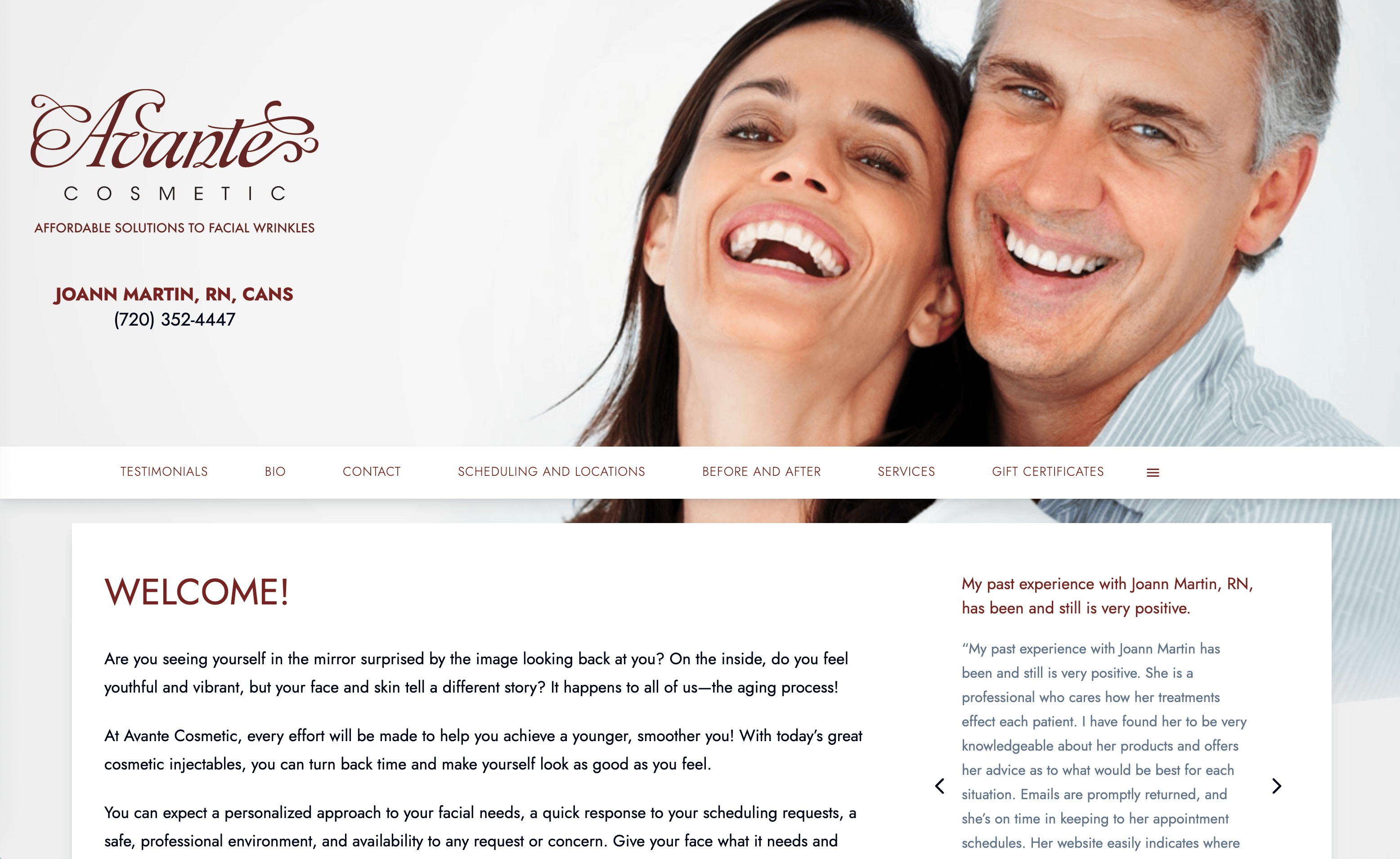 Avante Cosmetic Website & Appointments Application